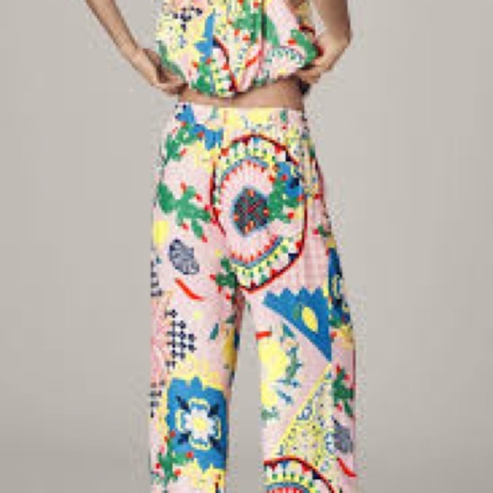 Anthropologie Maeve Silk Pull On Pants new wtag Colorful Women's Floral pants - Picture 3 of 7